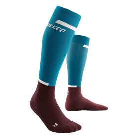 CEP The Run Compression Socks tall petrol/dark red Men