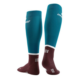 CEP The Run Compression Socks tall petrol/dark red Men