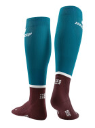 CEP The Run Compression Socks tall petrol/dark red Men