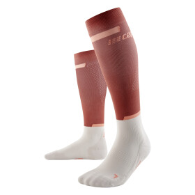 CEP The Run Compression Socks tall red/off white Women